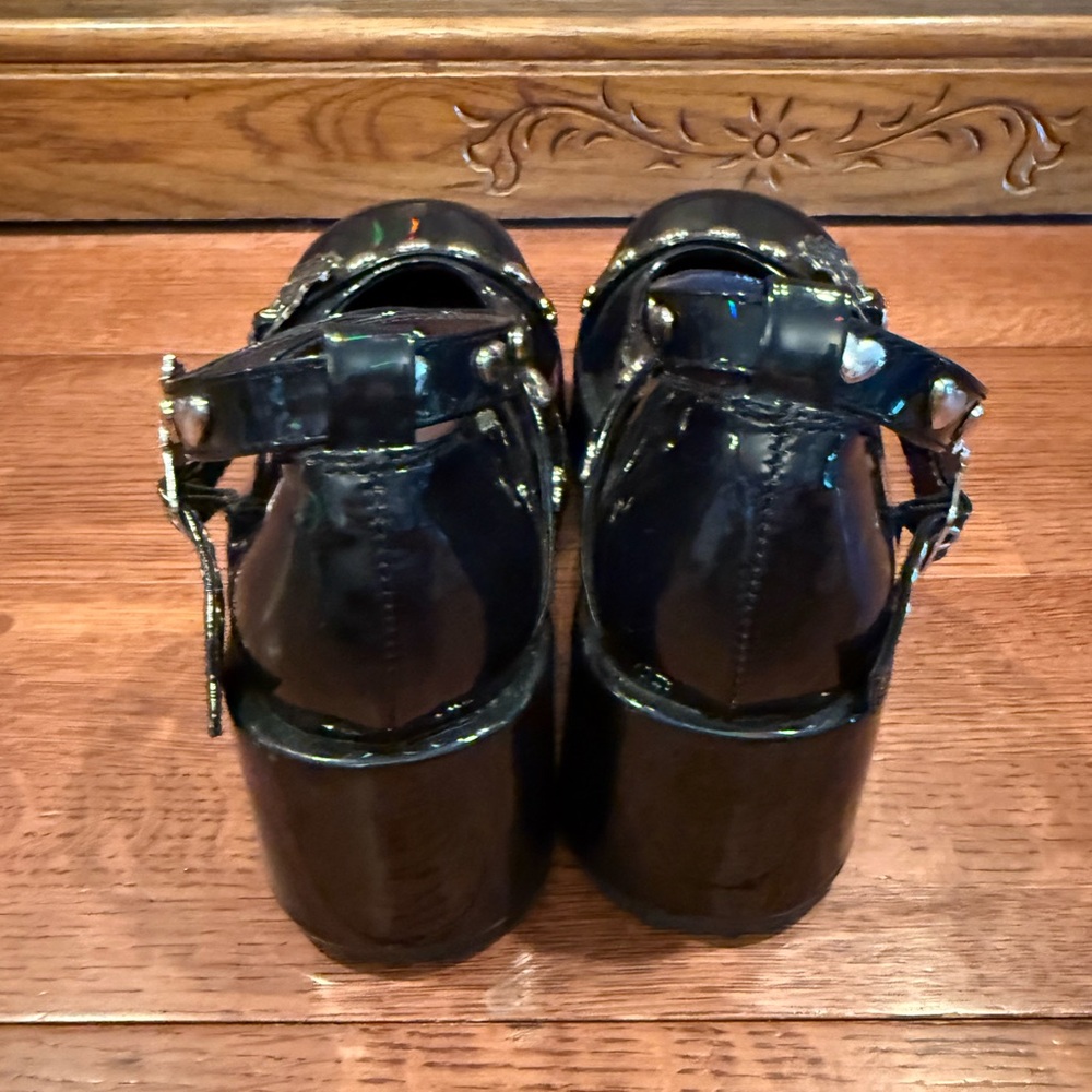 Black Platform Mary Janes Shoes with Spider Web Detail - Picture 4 of 10